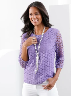 Shirts| Spitzenshirt , am Body blickdicht unterlegt lavendel