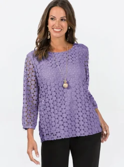 Shirts| Spitzenshirt , am Body blickdicht unterlegt lavendel