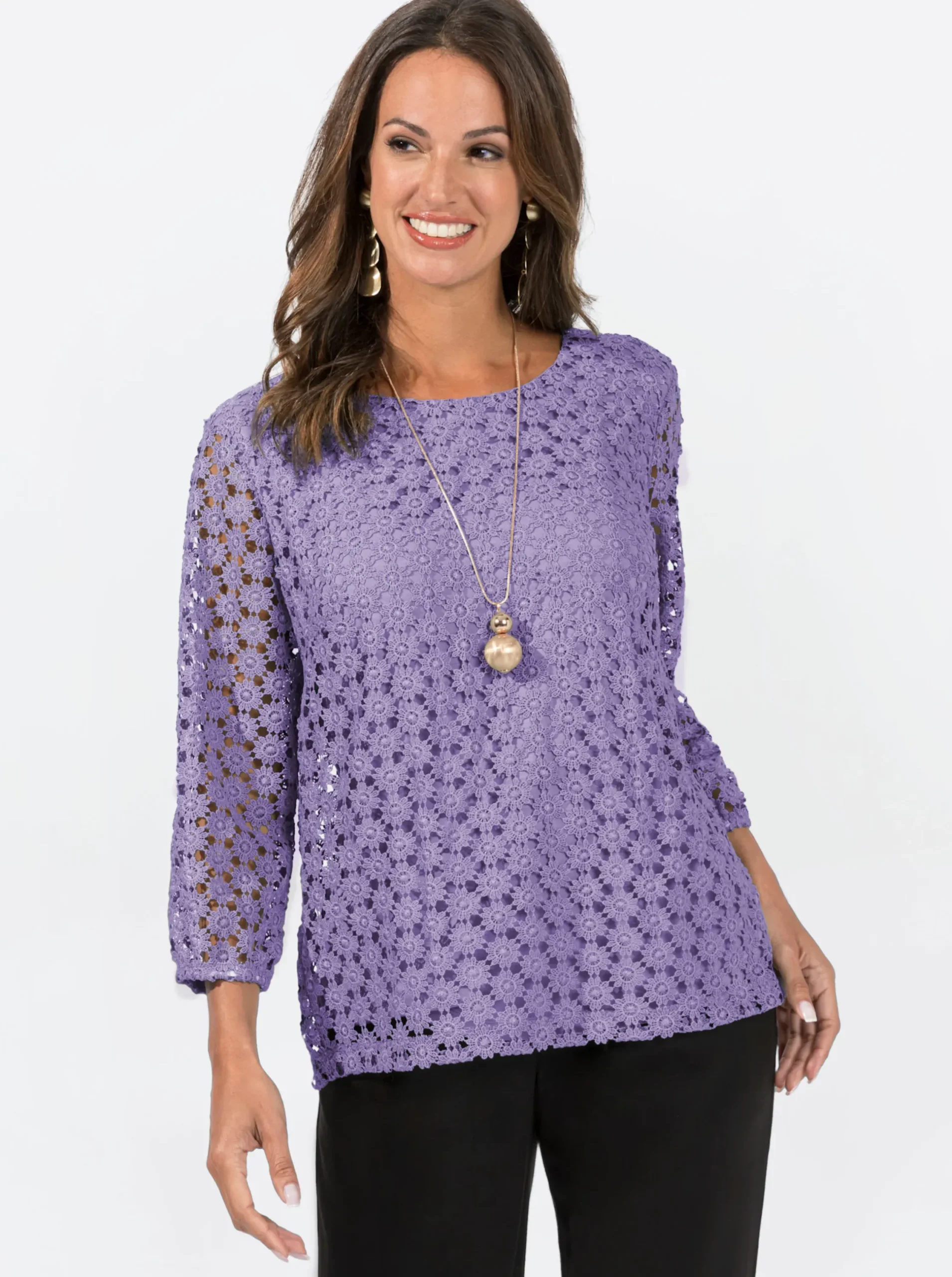 Shirts| Spitzenshirt , am Body blickdicht unterlegt lavendel
