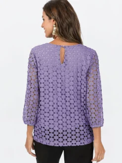 Shirts| Spitzenshirt , am Body blickdicht unterlegt lavendel
