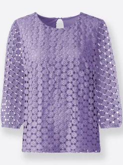 Shirts| Spitzenshirt , am Body blickdicht unterlegt lavendel