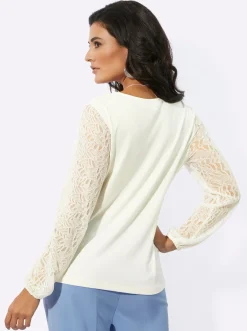 Shirts| Spitzenshirt mit elastischen Ärmelbündchen champagner