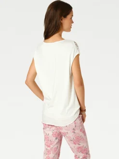 Shirts|heine Spitzenshirt mit Knoten-Detail ecru