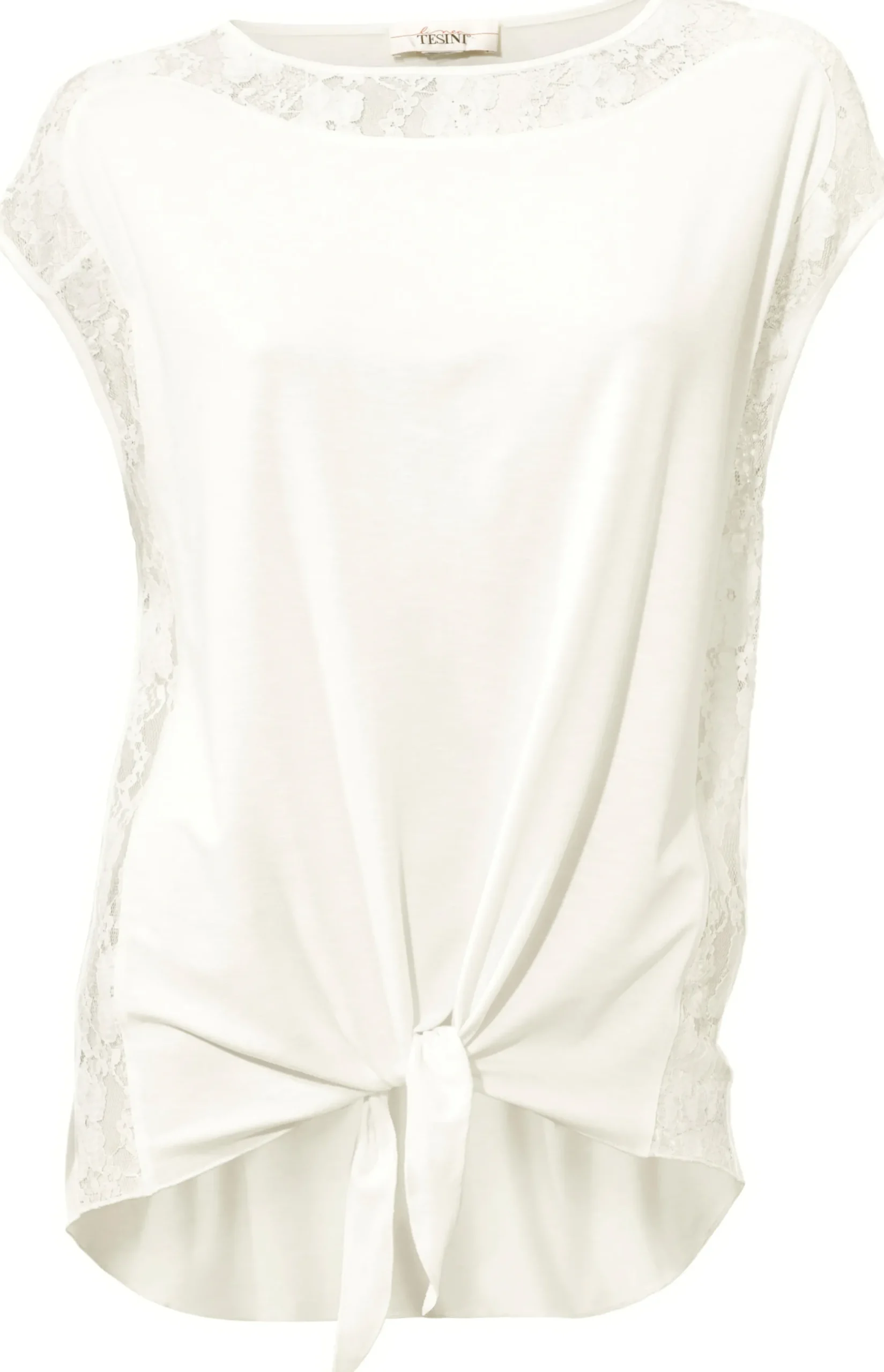 Shirts|heine Spitzenshirt mit Knoten-Detail ecru