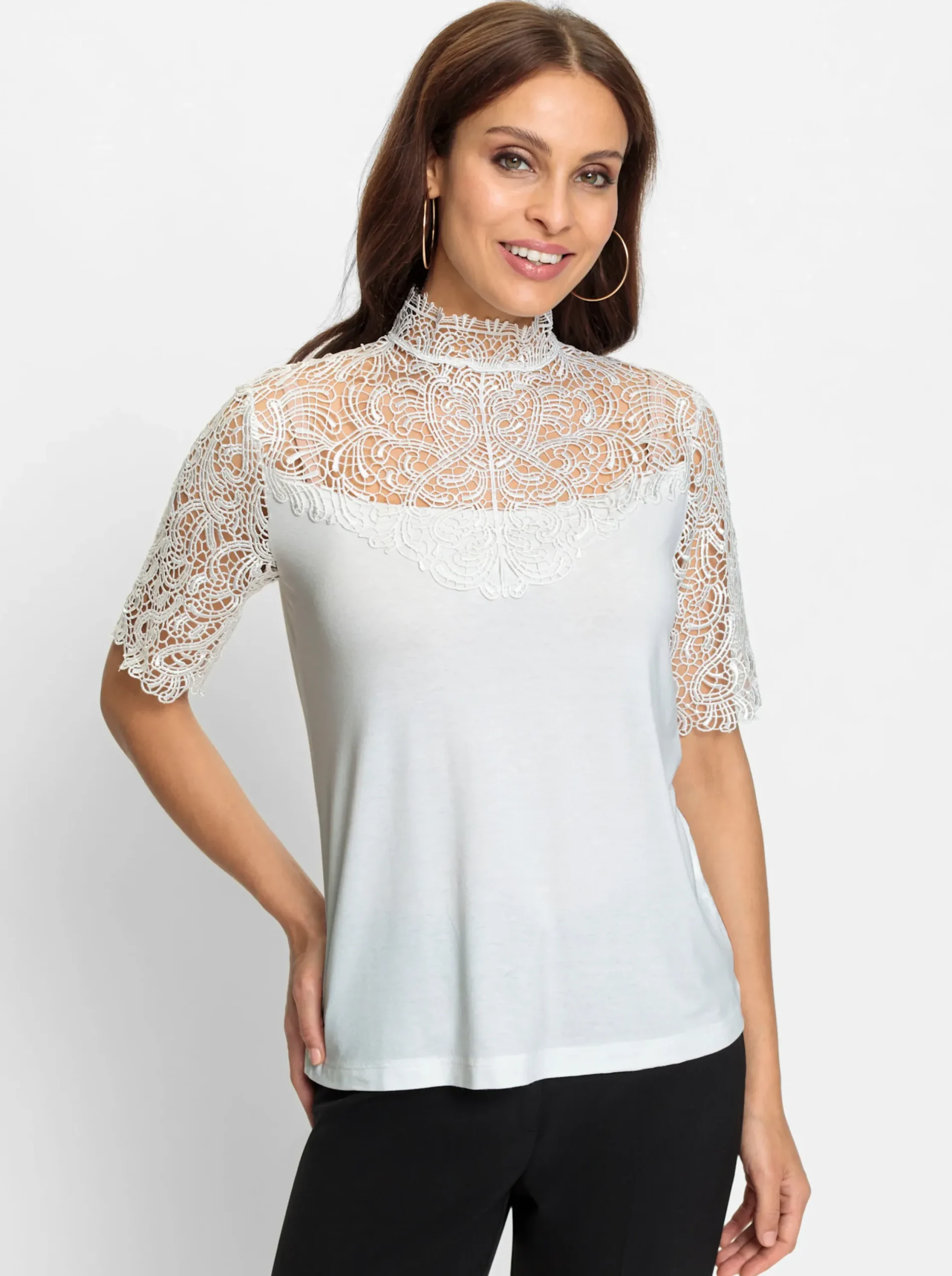 Shirts| Spitzenshirt mit Ornamenten ecru