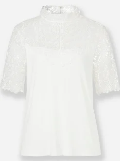 Shirts| Spitzenshirt mit Ornamenten ecru