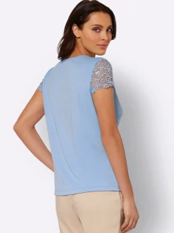 Shirts| Spitzenshirt mit transparenter Spitze eisblau