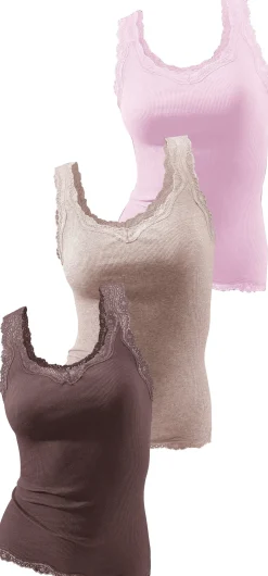 Shirts|H.I.S Spitzentop rosé,braun,taupe