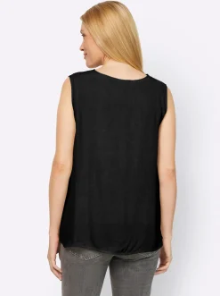 Strandmode|heine Spitzentop in Crinkle-Optik schwarz