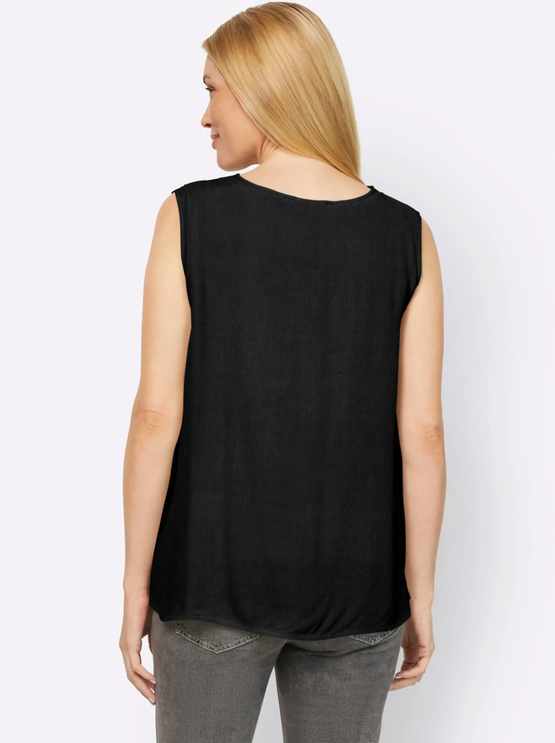 Strandmode|heine Spitzentop in Crinkle-Optik schwarz