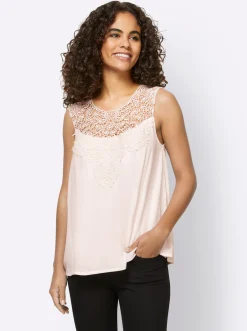 Strandmode|heine Spitzentop in Crinkle-Optik ecru