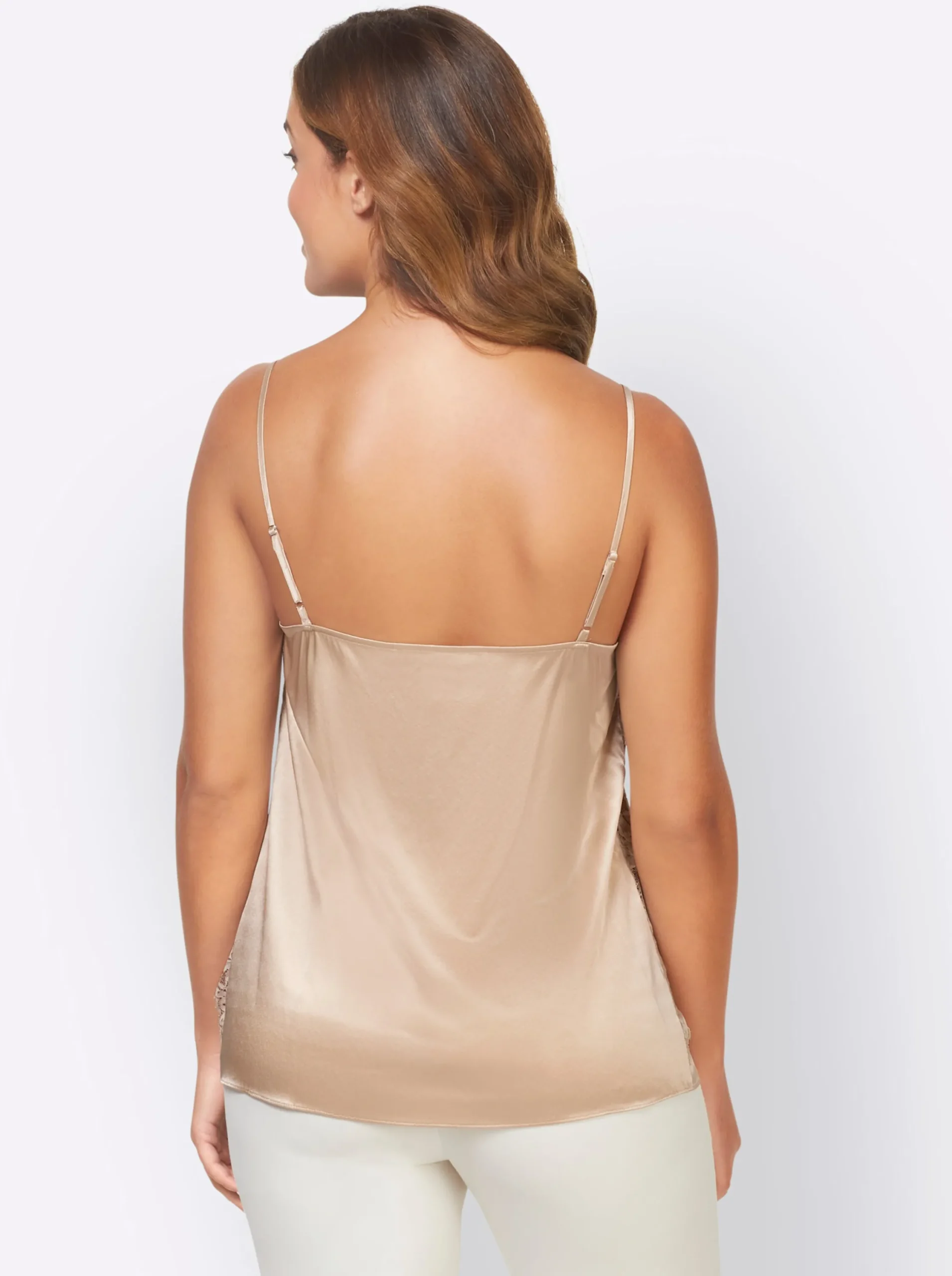 Blusen|heine Spitzentop mit Seide beige