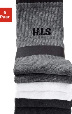 Strümpfe & Socken|H.I.S Sportsocken 2xweiß,2xschwarz,2xgraumeliert