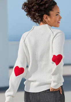 Pullover|LASCANA Stehkragenpullover wollweiß