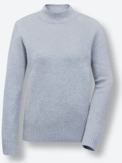 Basics|CREATION L PREMIUM Stehkragenpullover bleu-meliert
