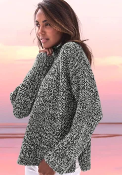 Strandmode|Buffalo Stehkragenpullover schwarz-weiß