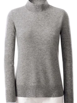 Basics| Stehkragenpullover aus reinem Kaschmir grau-meliert