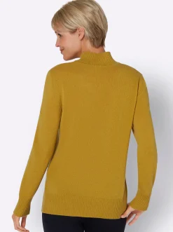 Basics|Pullover| Stehkragenpullover aus reinem Kaschmir ocker-meliert