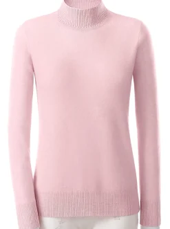 Basics| Stehkragenpullover aus reinem Kaschmir rosé-meliert