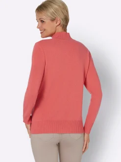 Basics| Stehkragenpullover aus reinem Kaschmir koralle-meliert