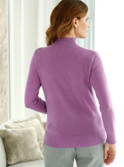 Basics| Stehkragenpullover aus reinem Kaschmir flieder-meliert