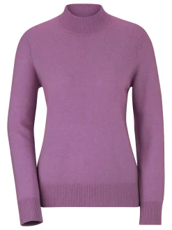Basics| Stehkragenpullover aus reinem Kaschmir flieder-meliert