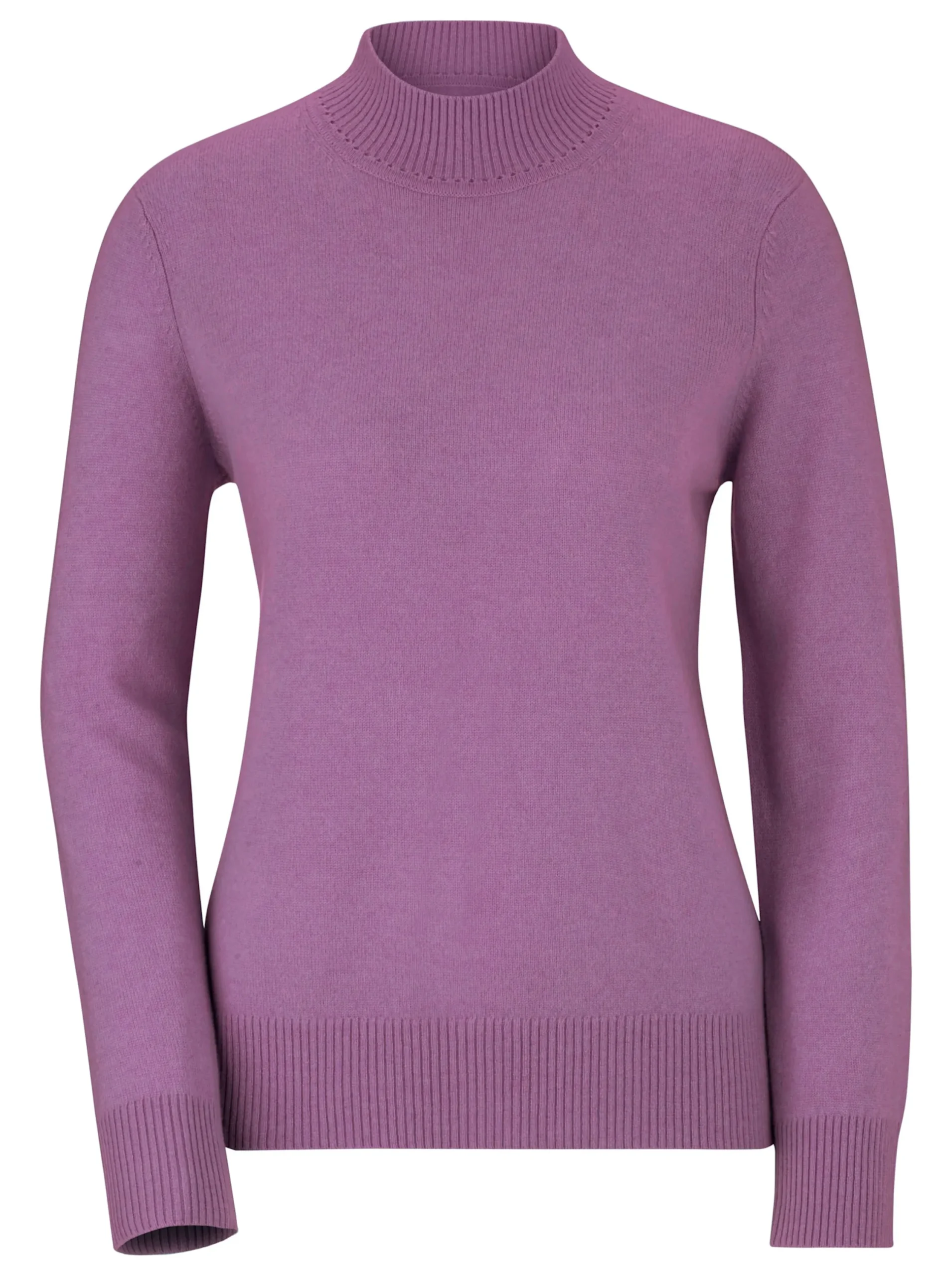 Basics| Stehkragenpullover aus reinem Kaschmir flieder-meliert