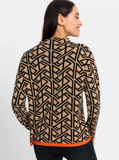 Pullover|heine Stehkragenpullover im grafischen Dessin camel-schwarz-gemustert