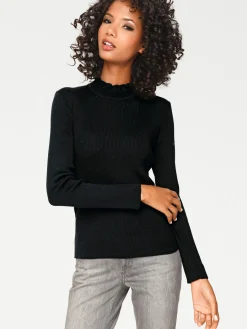 Pullover|heine Stehkragenpullover in figurbetonender Form schwarz