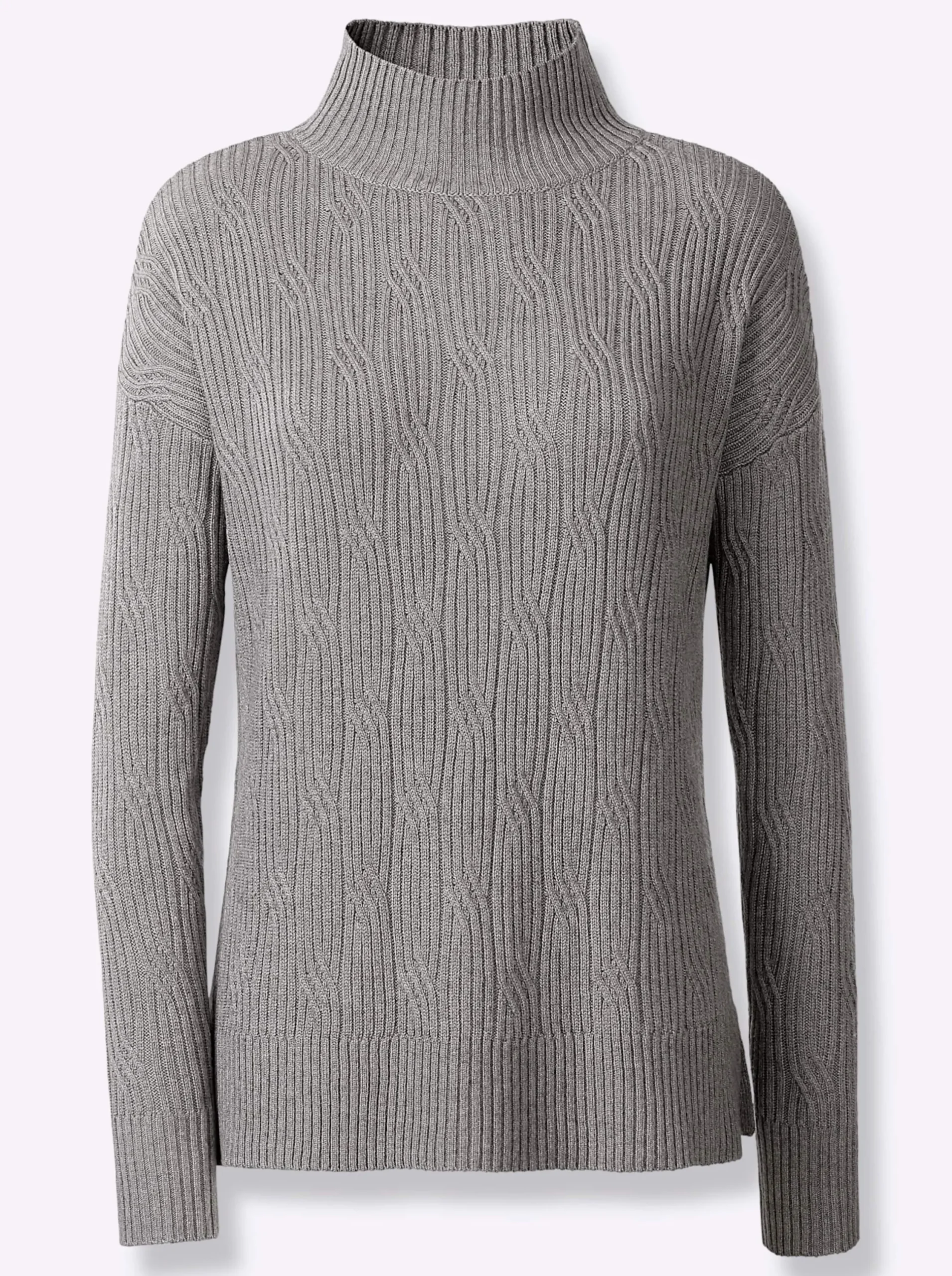 Pullover|heine Stehkragenpullover mit 20% Kaschmir grau-meliert