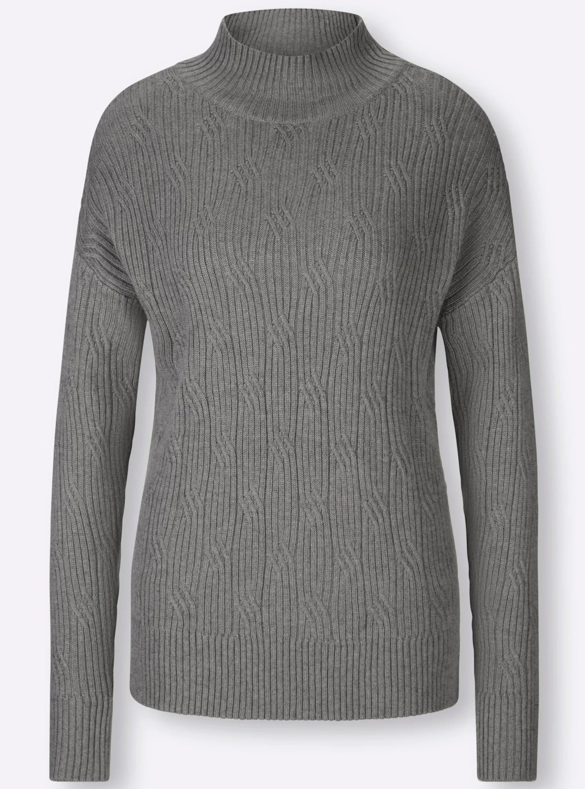Pullover|heine Stehkragenpullover mit 20% Kaschmir grau-meliert