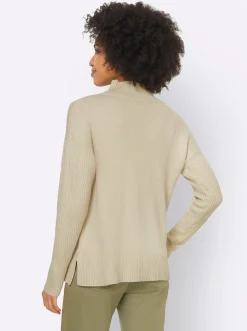Pullover|heine Stehkragenpullover mit 20% Kaschmir sand-meliert