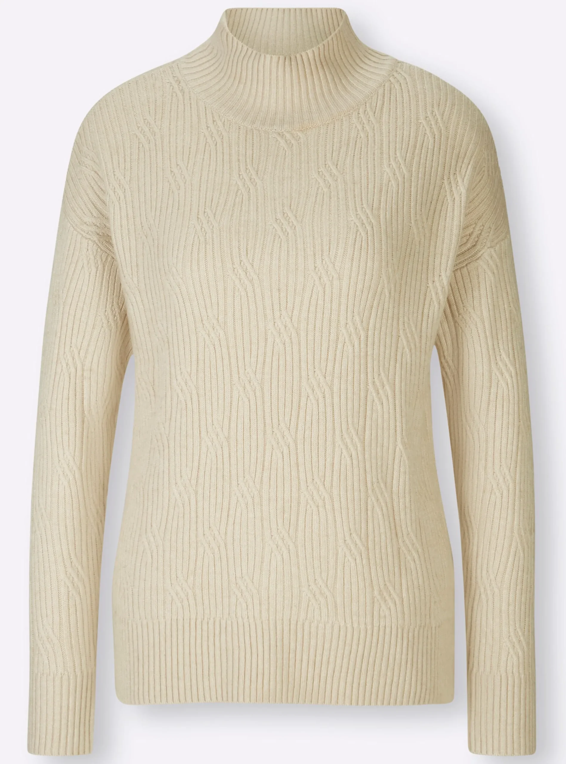 Pullover|heine Stehkragenpullover mit 20% Kaschmir sand-meliert