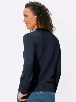 Pullover| Stehkragenpullover mit Baumwolle marine