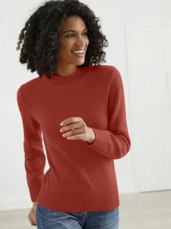 Pullover| Stehkragenpullover mit Baumwolle rostrot
