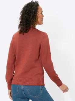 Pullover| Stehkragenpullover mit Baumwolle rostrot