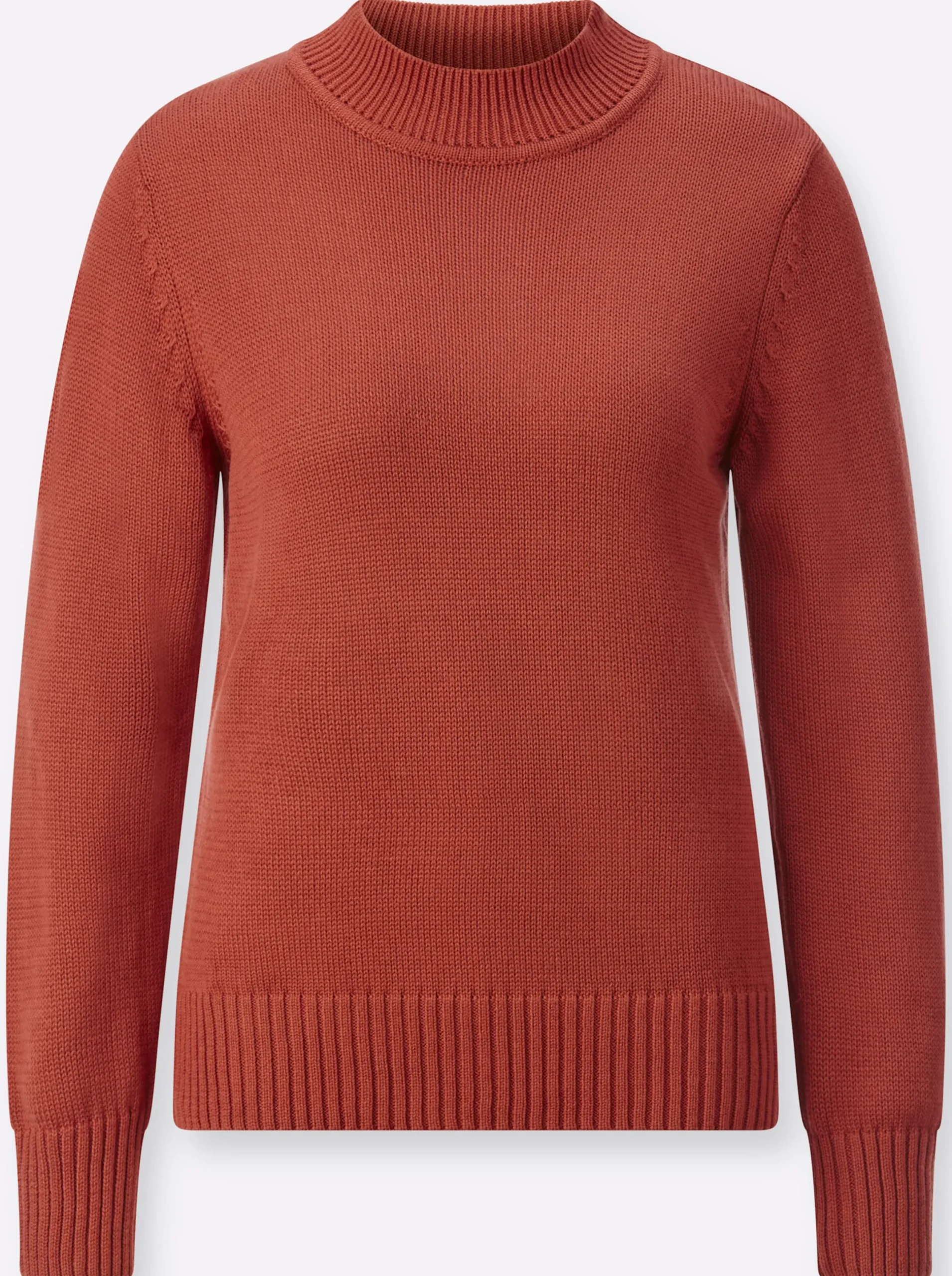 Pullover| Stehkragenpullover mit Baumwolle rostrot