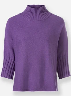 Pullover|heine Stehkragenpullover mit Fledermaus-Ärmeln lila