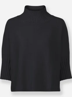 Pullover|heine Stehkragenpullover mit Fledermaus-Ärmeln schwarz