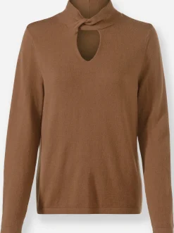 Pullover|heine Stehkragenpullover mit geknotetem Detail braun