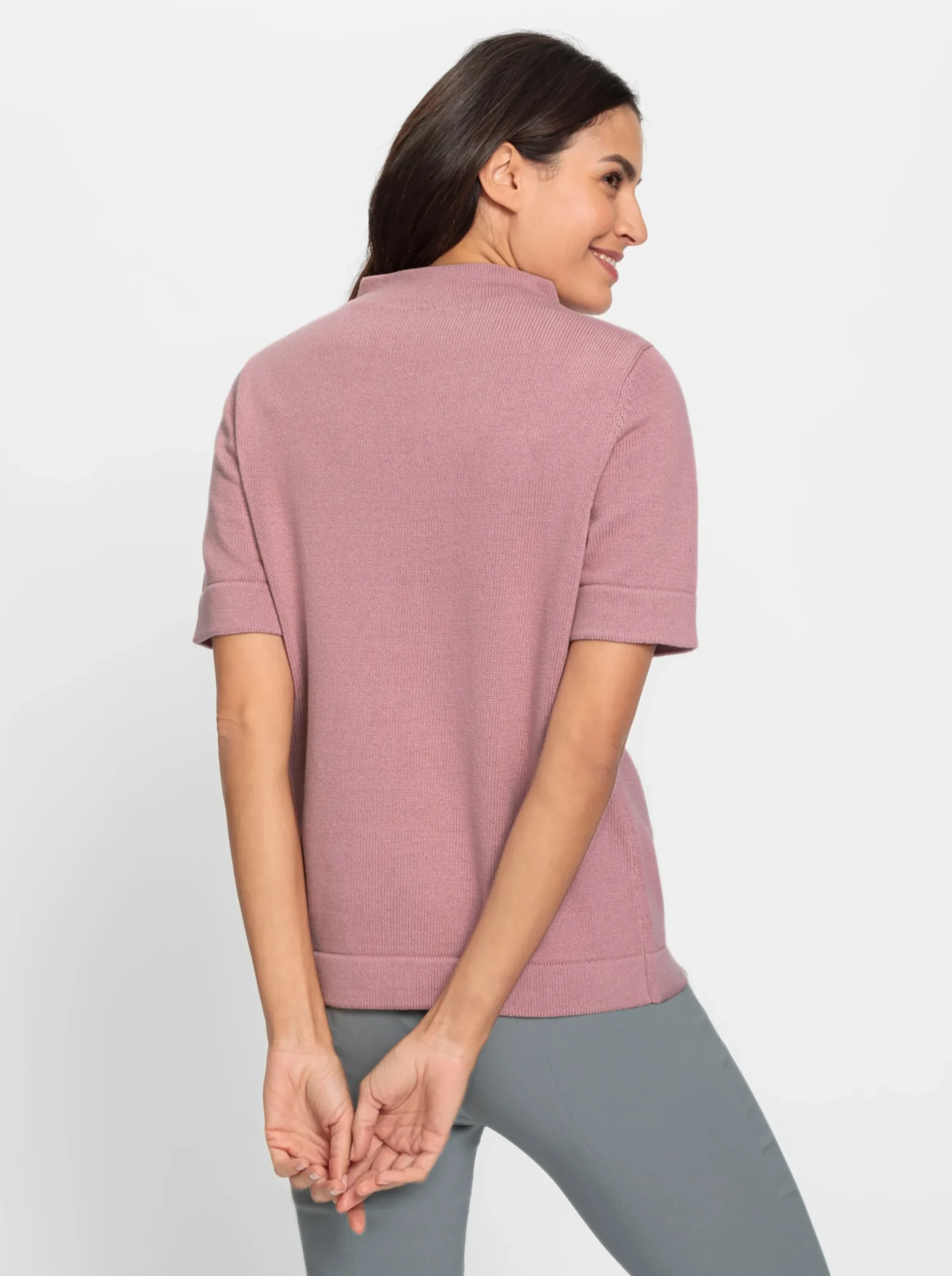 Pullover| Stehkragenpullover mit Halbarm hortensie