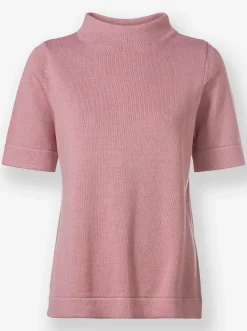 Pullover| Stehkragenpullover mit Halbarm hortensie