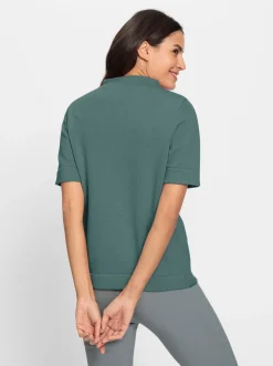 Pullover| Stehkragenpullover mit Halbarm jade