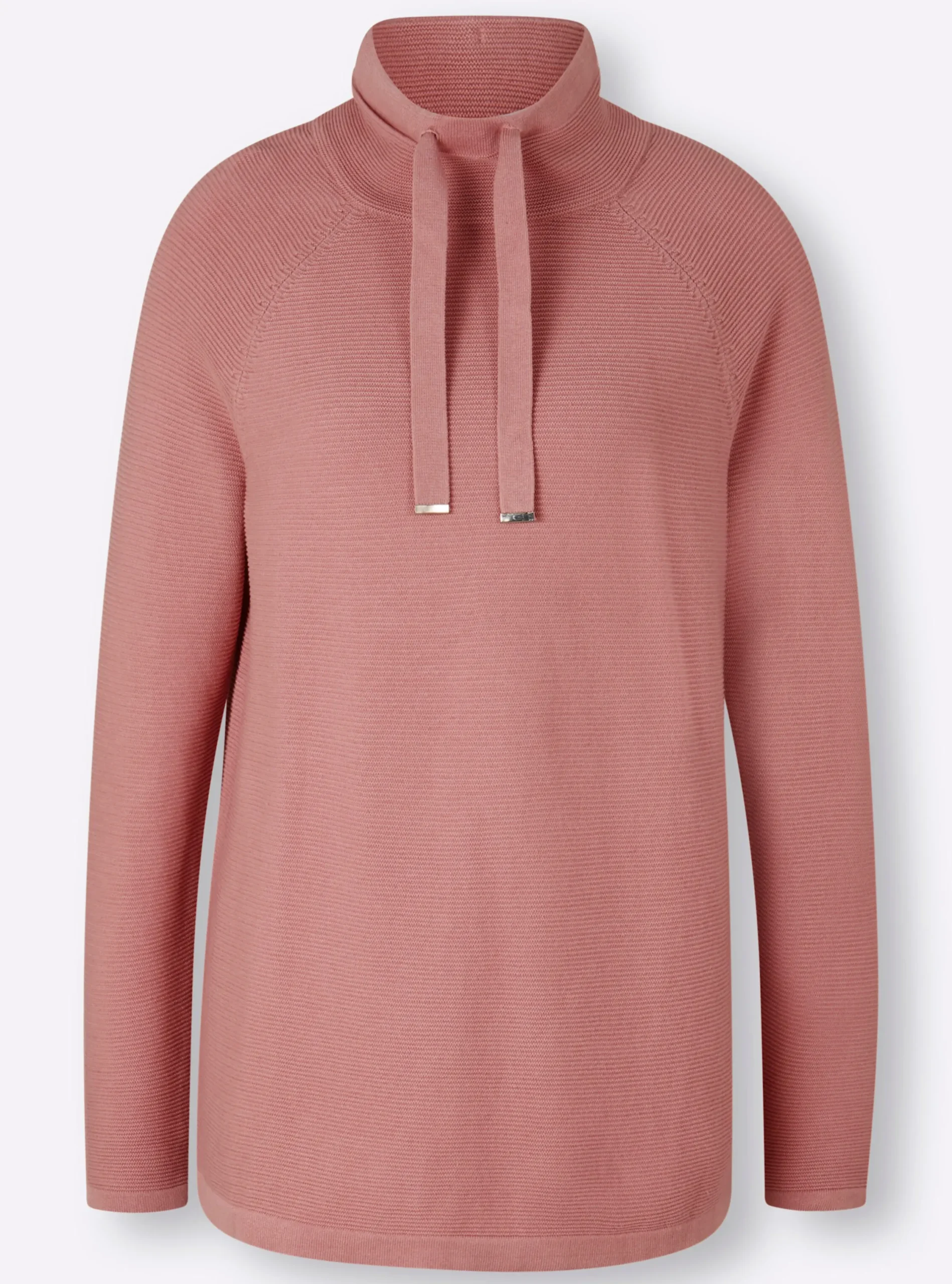 Pullover|heine Stehkragenpullover mit Zierbändern rosenquarz
