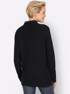 Pullover|heine Stehkragenpullover mit Zierbändern marine