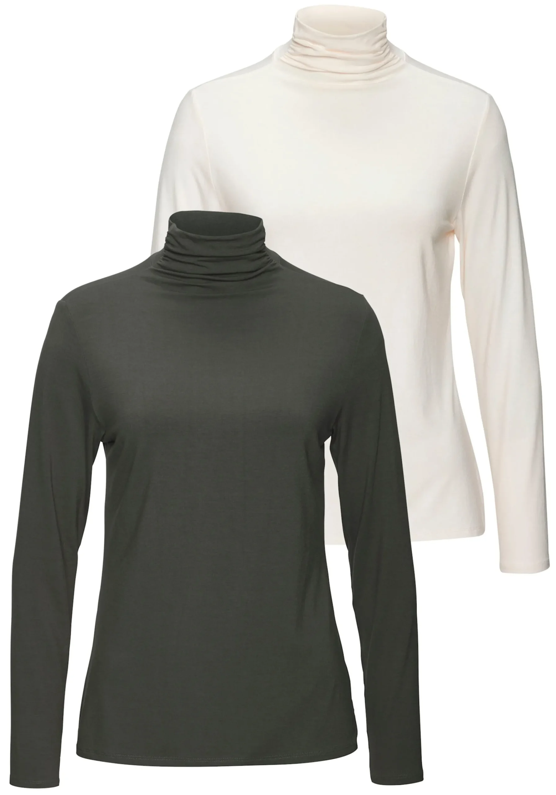 Strandmode|Shirts|LASCANA Stehkragenshirt graugrün,creme