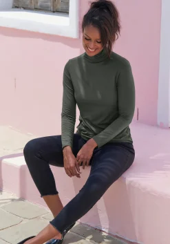 Strandmode|Shirts|LASCANA Stehkragenshirt graugrün
