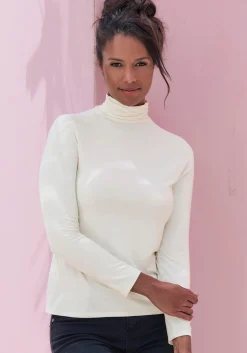 Strandmode|Shirts|LASCANA Stehkragenshirt creme