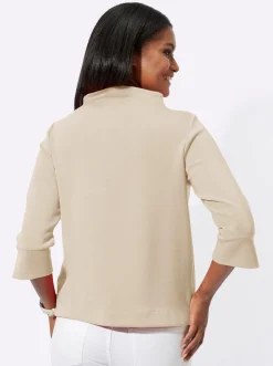 Shirts| Stehkragenshirt mit 3/4-Ärmeln sand