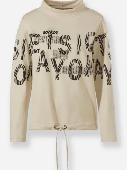 Shirts|heine Stehkragenshirt mit Schrift- und Animalprint sand